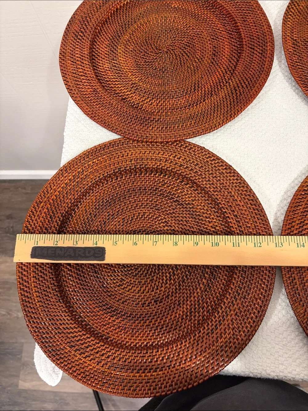 Williams Sonoma Nito Handwoven Charger Plates Set of 4 Rich Spice Brown 13